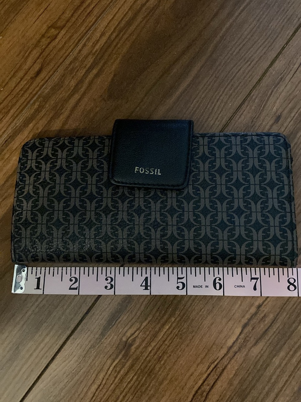 Fossil Black Signature Pattern Phone Case Wallet